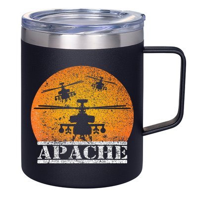 Apache Helicopter AH64 Attack Helicopters Pilot Sunset 12oz Stainless Steel Coffee Mug