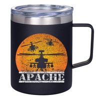 Apache Helicopter AH64 Attack Helicopters Pilot Sunset 12oz Stainless Steel Coffee Mug
