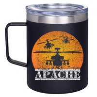 Apache Helicopter AH64 Attack Helicopters Pilot Sunset 12oz Stainless Steel Coffee Mug