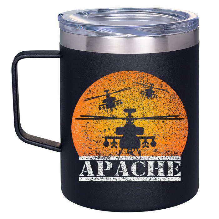 Apache Helicopter AH64 Attack Helicopters Pilot Sunset 12oz Stainless Steel Coffee Mug