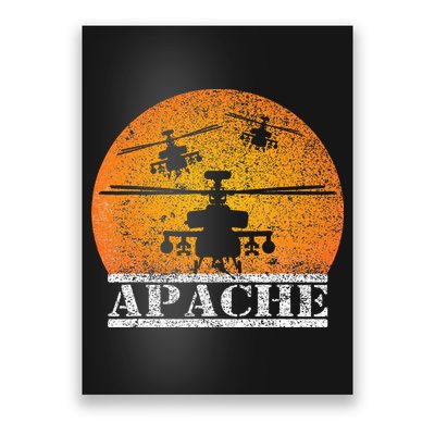 Apache Helicopter AH64 Attack Helicopters Pilot Sunset Poster