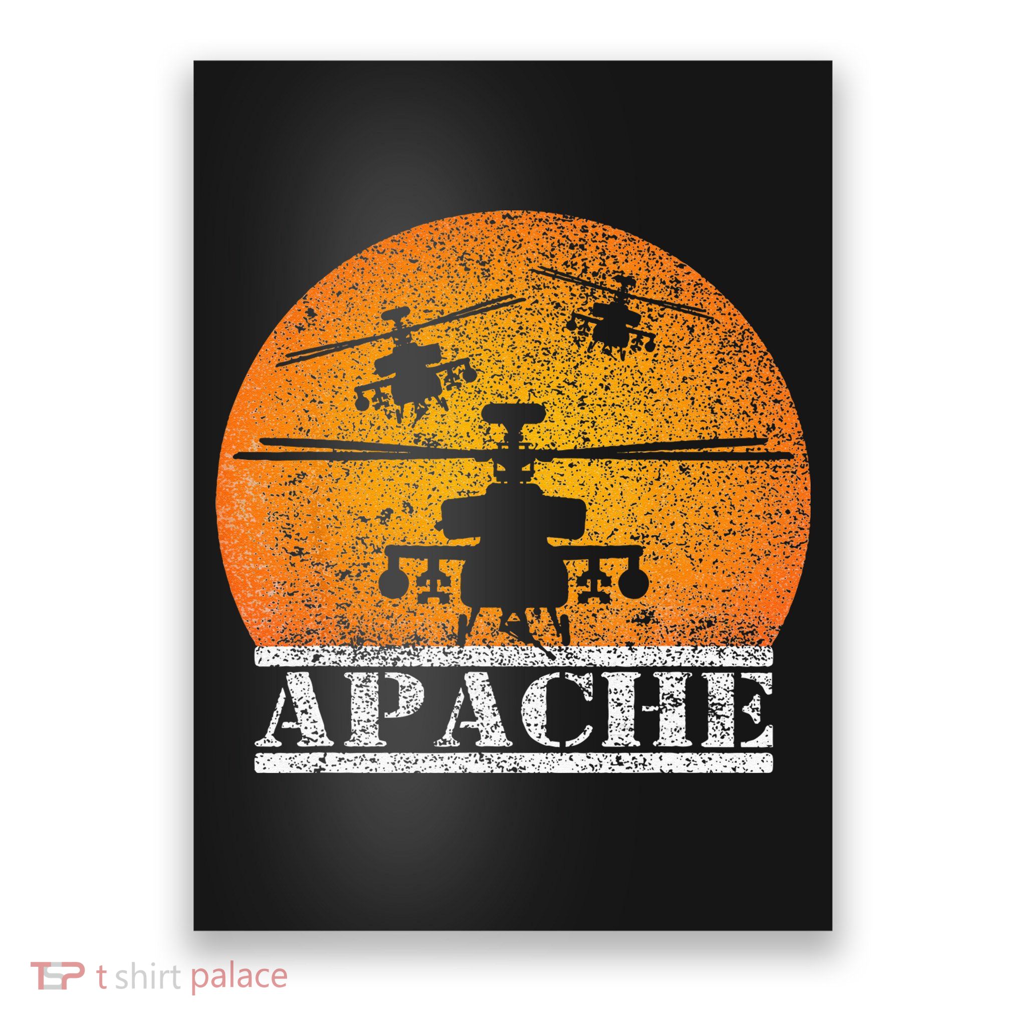 Apache Helicopter AH64 Attack Helicopters Pilot Sunset Poster