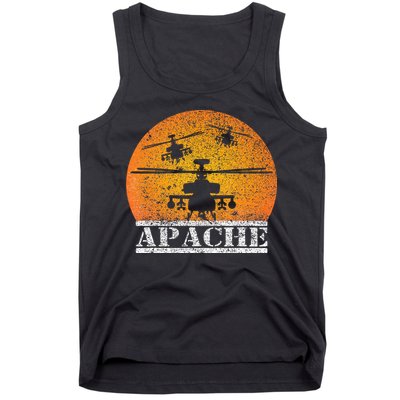 Apache Helicopter AH64 Attack Helicopters Pilot Sunset Tank Top