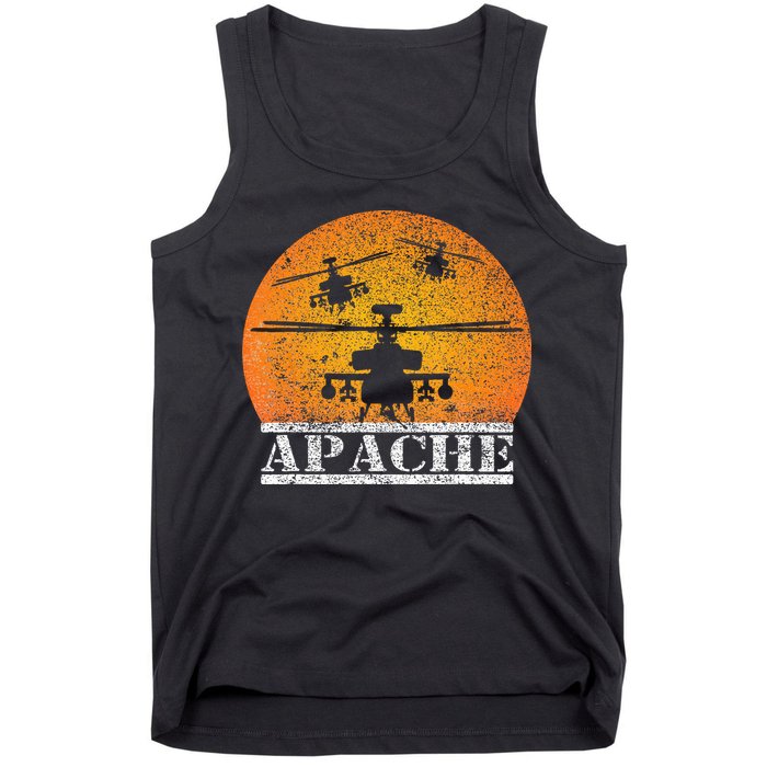 Apache Helicopter AH64 Attack Helicopters Pilot Sunset Tank Top