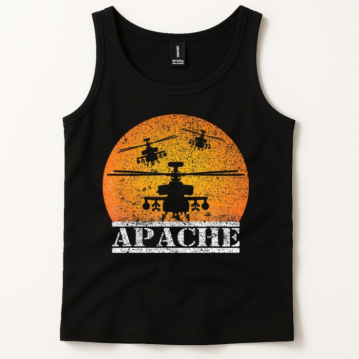 Apache Helicopter AH64 Attack Helicopters Pilot Sunset Tank Top