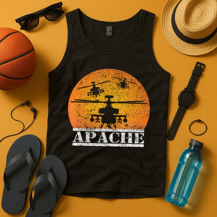 Apache Helicopter AH64 Attack Helicopters Pilot Sunset Tank Top
