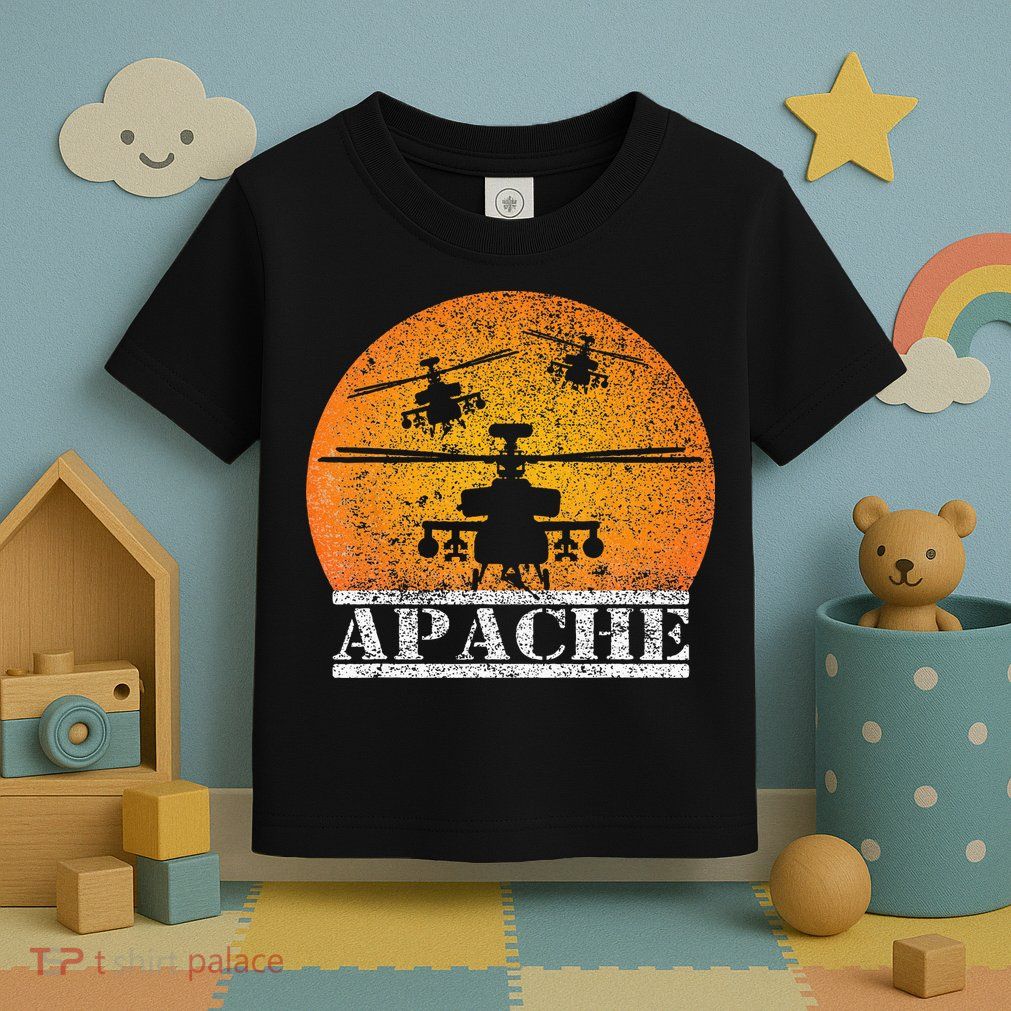Apache Helicopter AH64 Attack Helicopters Pilot Sunset Toddler T-Shirt