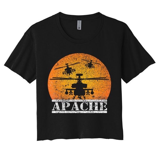 Apache Helicopter AH64 Attack Helicopters Pilot Sunset Crop Top