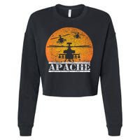 Apache Helicopter AH64 Attack Helicopters Pilot Sunset Cropped Pullover Crew