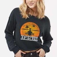 Apache Helicopter AH64 Attack Helicopters Pilot Sunset Cropped Pullover Crew