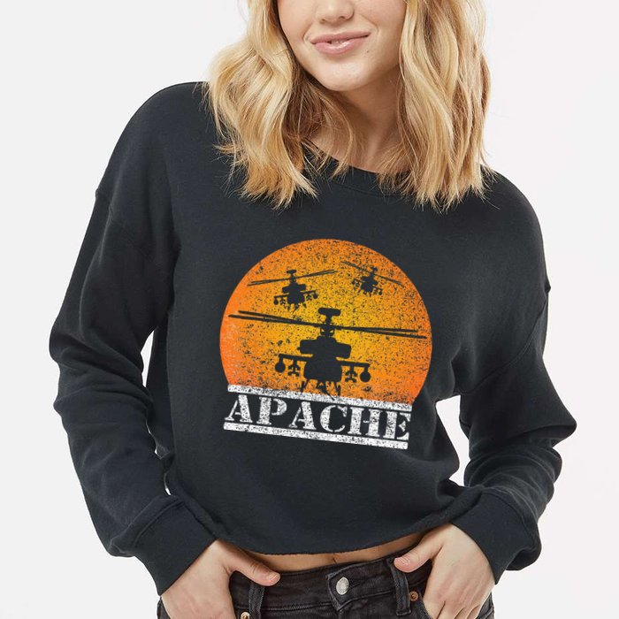 Apache Helicopter AH64 Attack Helicopters Pilot Sunset Cropped Pullover Crew