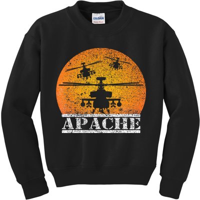 Apache Helicopter AH64 Attack Helicopters Pilot Sunset Kids Sweatshirt