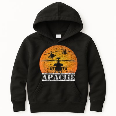 Apache Helicopter AH64 Attack Helicopters Pilot Sunset Kids Hoodie