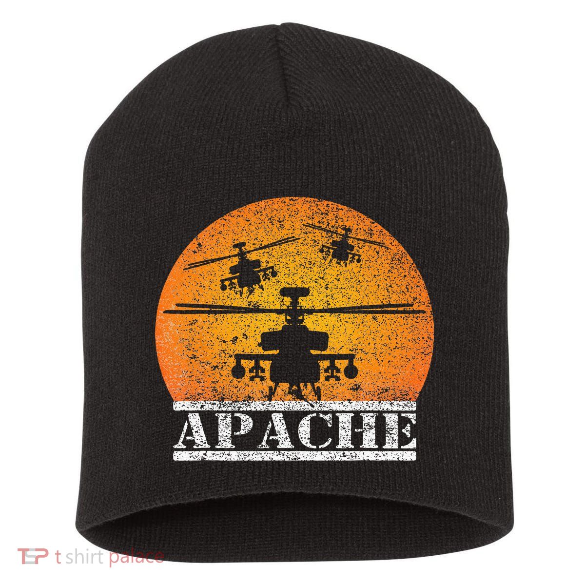 Apache Helicopter AH64 Attack Helicopters Pilot Sunset Short Acrylic Beanie