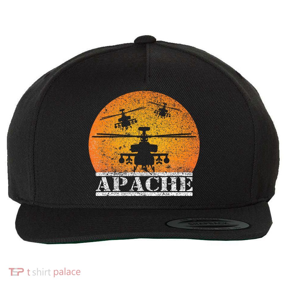 Apache Helicopter AH64 Attack Helicopters Pilot Sunset Wool Snapback Cap