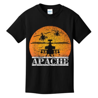 Apache Helicopter AH64 Attack Helicopters Pilot Sunset Kids T-Shirt