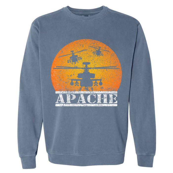 Apache Helicopter AH64 Attack Helicopters Pilot Sunset Garment-Dyed Sweatshirt