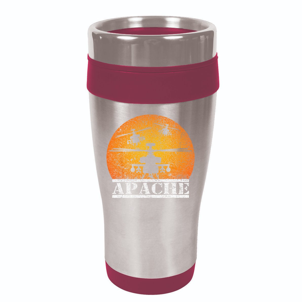Apache Helicopter AH64 Attack Helicopters Pilot Sunset 16oz Travel Tumbler