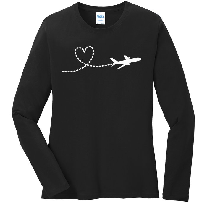 Airplane Hear Ladies Long Sleeve Shirt