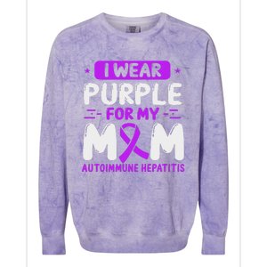 Autoimmune Hepatitis Awareness Mom Purple Ribbon Mama Mother Colorblast Crewneck Sweatshirt