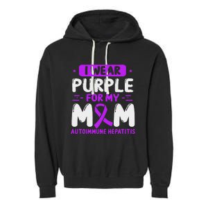 Autoimmune Hepatitis Awareness Mom Purple Ribbon Mama Mother Garment-Dyed Fleece Hoodie