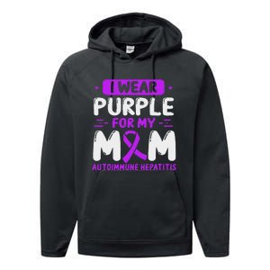 Autoimmune Hepatitis Awareness Mom Purple Ribbon Mama Mother Performance Fleece Hoodie