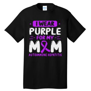 Autoimmune Hepatitis Awareness Mom Purple Ribbon Mama Mother Tall T-Shirt