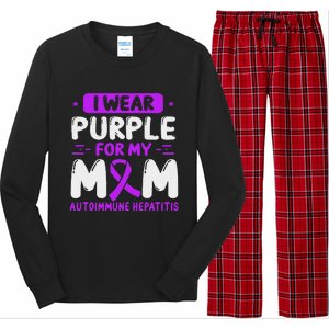 Autoimmune Hepatitis Awareness Mom Purple Ribbon Mama Mother Long Sleeve Pajama Set