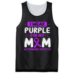 Autoimmune Hepatitis Awareness Mom Purple Ribbon Mama Mother Mesh Reversible Basketball Jersey Tank