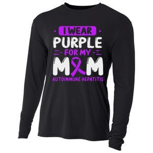 Autoimmune Hepatitis Awareness Mom Purple Ribbon Mama Mother Cooling Performance Long Sleeve Crew