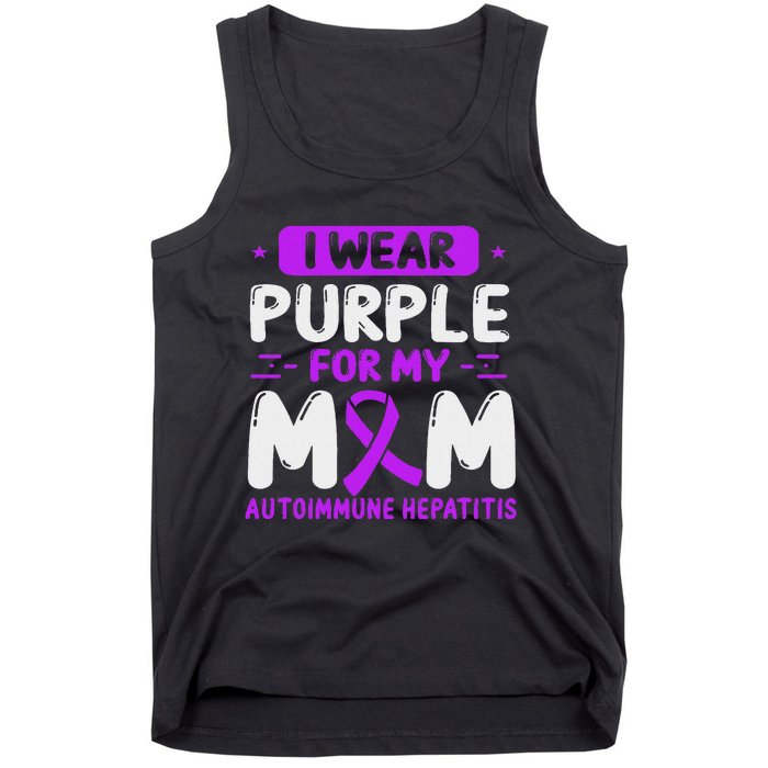 Autoimmune Hepatitis Awareness Mom Purple Ribbon Mama Mother Tank Top