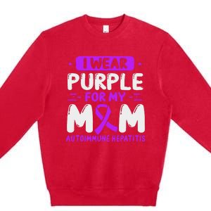 Autoimmune Hepatitis Awareness Mom Purple Ribbon Mama Mother Premium Crewneck Sweatshirt