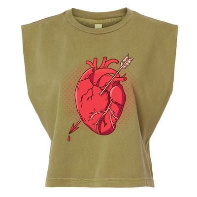 Anatomical Heart Arrow Anatomy Valentine Love Meme Nurse Funny Gift Garment-Dyed Women's Muscle Tee