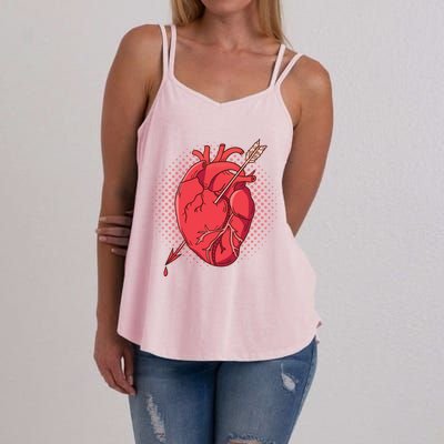 Anatomical Heart Arrow Anatomy Valentine Love Meme Nurse Funny Gift Women's Strappy Tank