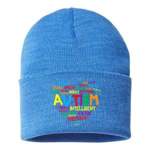 Autism Heart Autism Awareness Proud Autism Mom Family Gift Sustainable Knit Beanie