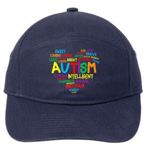 Autism Heart Autism Awareness Proud Autism Mom Family Gift 7-Panel Snapback Hat