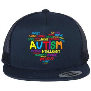 Autism Heart Autism Awareness Proud Autism Mom Family Gift Flat Bill Trucker Hat