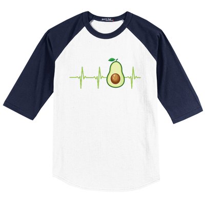 Avocado Heartbeat Avocado Gift Vegan Women Baseball Sleeve Shirt