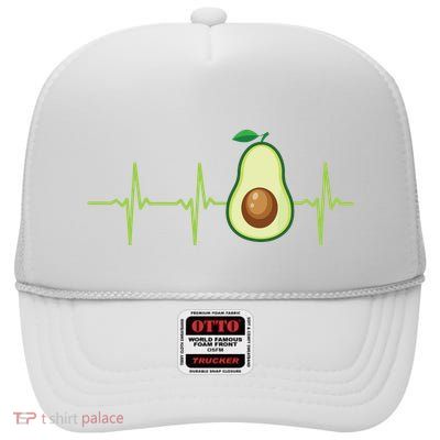 Avocado Heartbeat Avocado Gift Vegan Women High Crown Mesh Back Trucker Hat