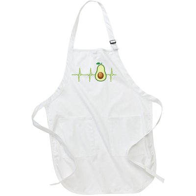 Avocado Heartbeat Avocado Gift Vegan Women Full-Length Apron With Pockets