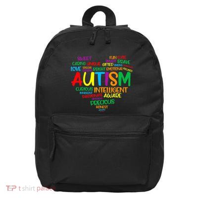 Autism Heart Autism puzzle proud Autism Mom 16 in Basic Backpack