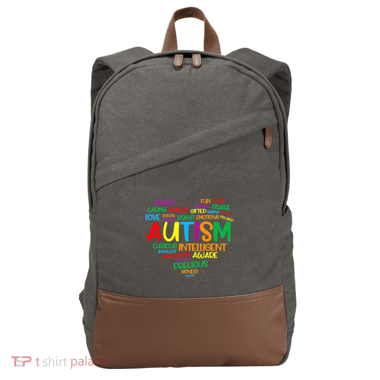 Autism Heart Autism puzzle proud Autism Mom Cotton Canvas Backpack