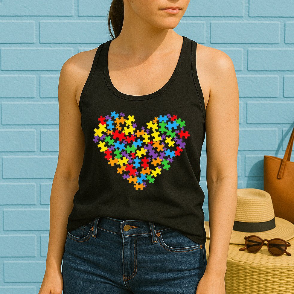 Autism Heart Autism puzzle proud Autism Mom Womens Tank Top