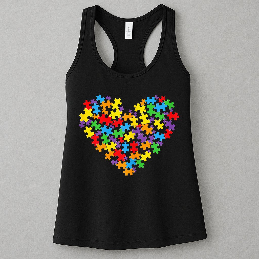 Autism Heart Autism puzzle proud Autism Mom Womens Tank Top