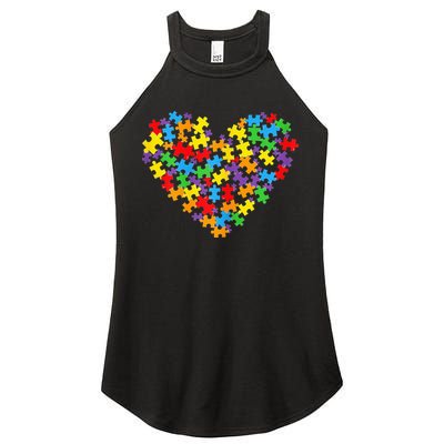 Autism Heart Autism puzzle proud Autism Mom Women's Perfect Tri Rocker Tank