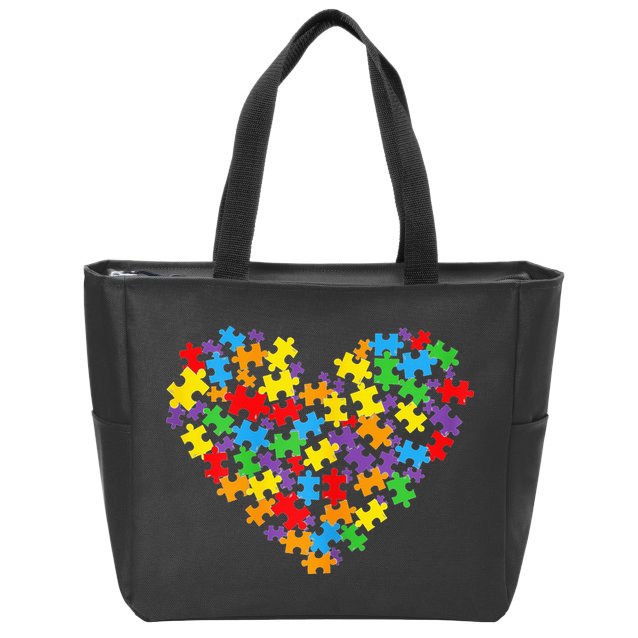 Autism Heart Autism puzzle proud Autism Mom Zip Tote Bag
