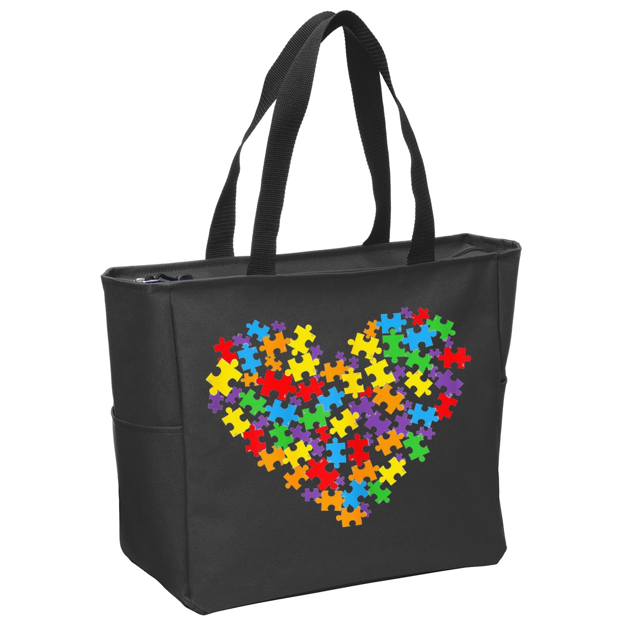 Autism Heart Autism puzzle proud Autism Mom Zip Tote Bag