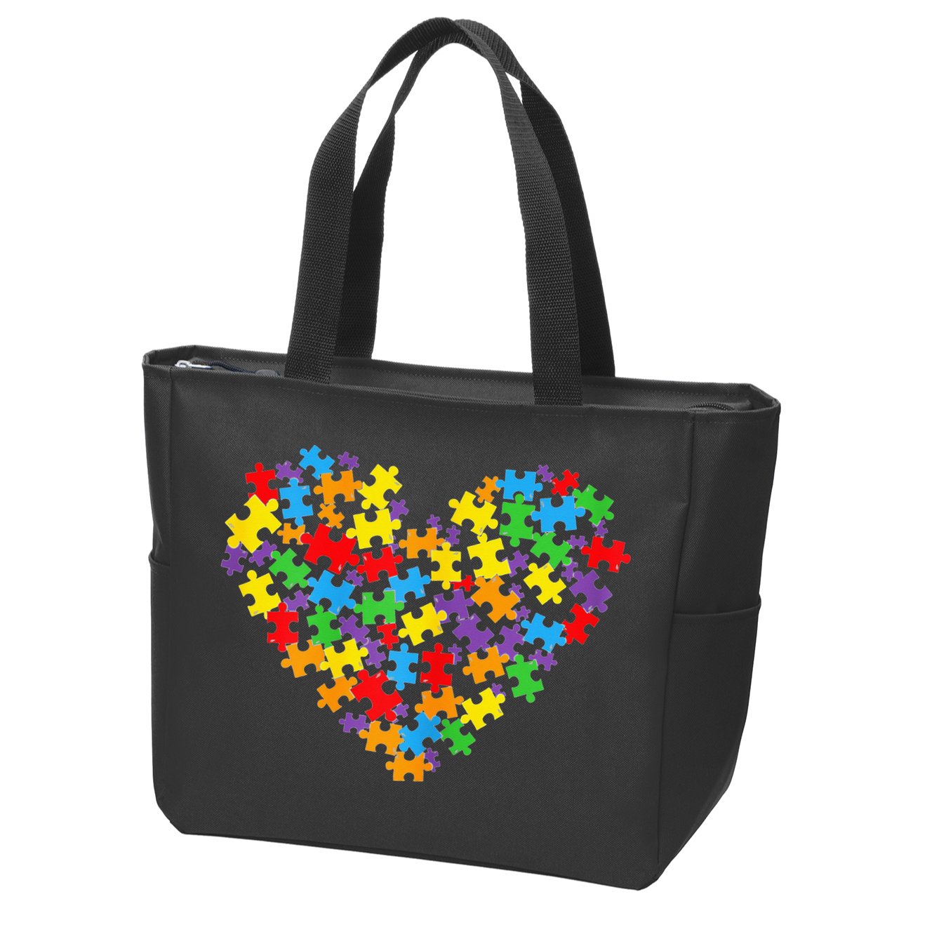 Autism Heart Autism puzzle proud Autism Mom Zip Tote Bag