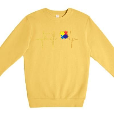 Autism Heartbeat Autism Awareness Premium Crewneck Sweatshirt