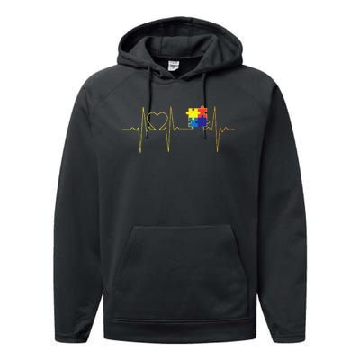 Autism Heartbeat Autism Awareness Performance Fleece Hoodie